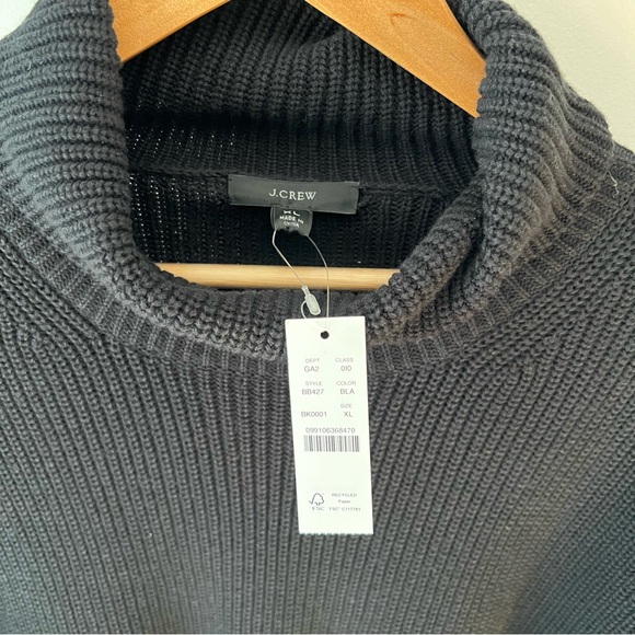 J. Crew Women’s Ribbed cotton-blend relaxed turtleneck sweater XL Black NWT - Picture 4 of 9